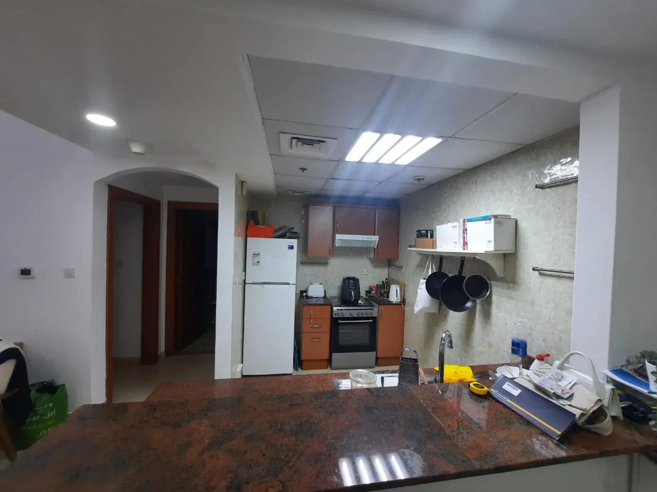 Before: granite kitchen